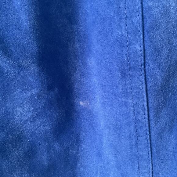 Chicos Blazer Jacket Womens Medium Blue Leather Suede Long Sleeve Collared - Picture 5 of 6